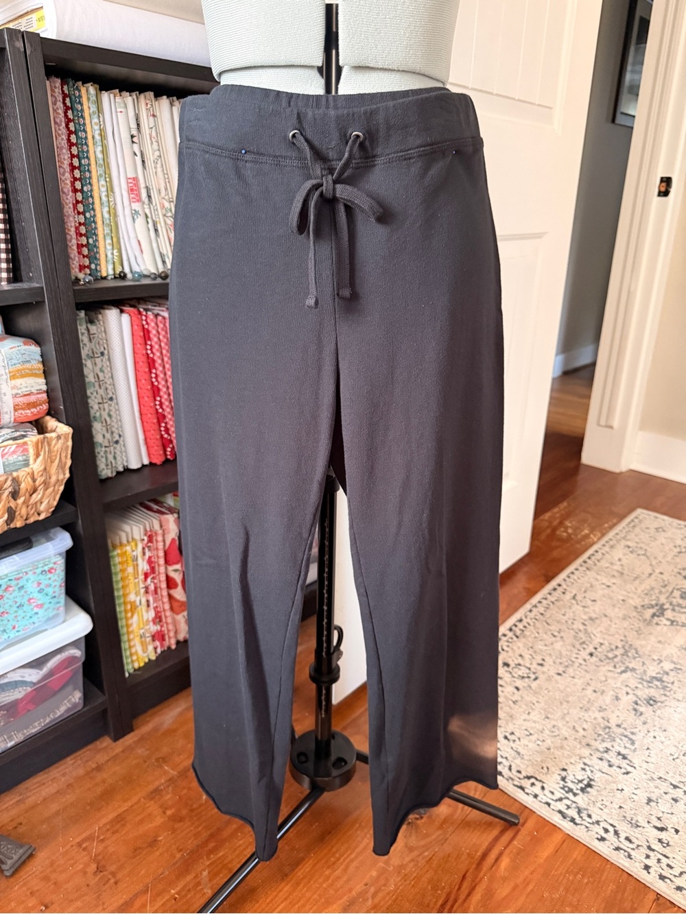 NWT James Perse Black Vintage French Terry Wide Leg Sweatpants Size 2